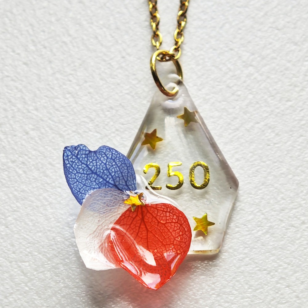 USA 250 Semi-Quincentennial Necklace, America 250 Birthday Gift, Red White and Blue Patriotic Jewelry, 4th of July Resin Pendant, US History