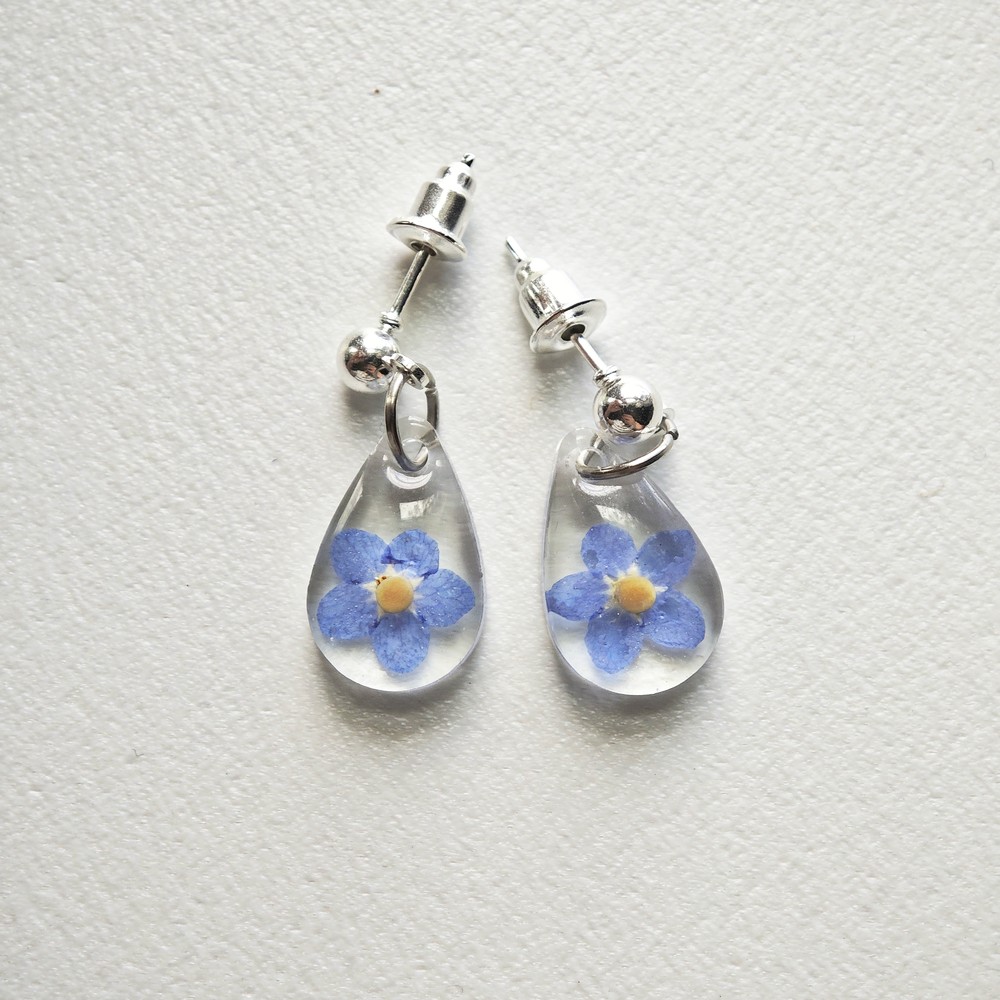Mustard Seed Necklace, Forget Me Not Earrings, Blue Flower Pendant, Faith Jewelry, Christian Gift Anniversary