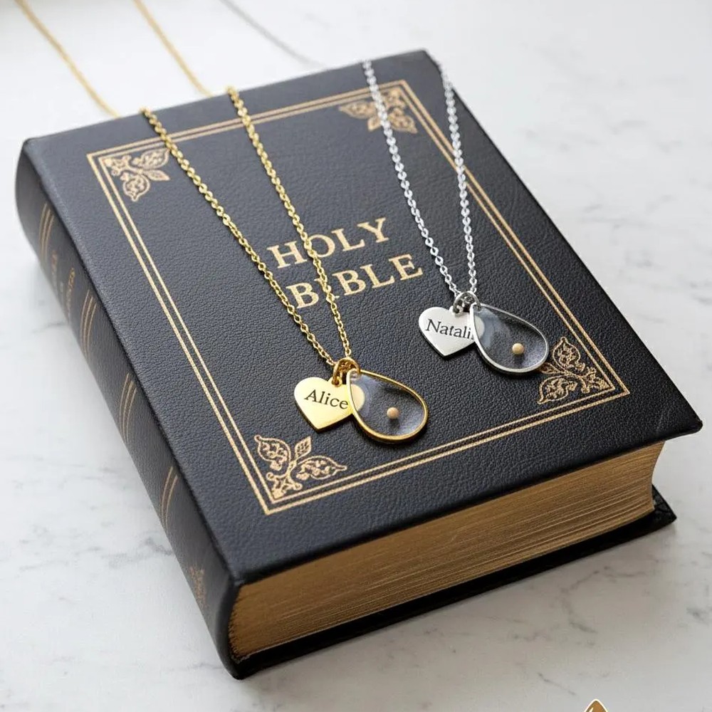 Matthew 17:20 Mustard Seed Necklace Personalized Faith Jewelry Moving Mountains Christian Gift
