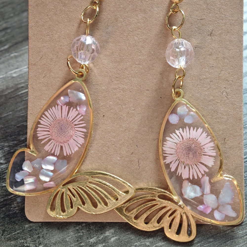 Resin Earrings, Handmade Nature-Inspired Jewelry, Botanical Gift