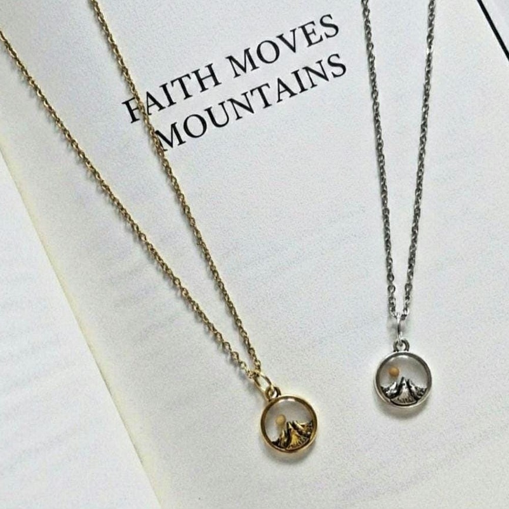 Mustard Seed Mountain Pendant, Biblical Faith Jewelry, Encouragement Gift for Christian Friend