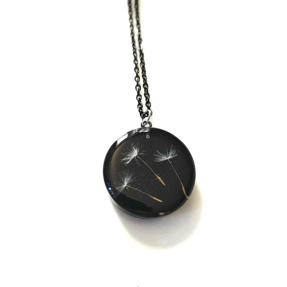 Resin Pendant with Dandelion Seeds Necklace, Botanical Gift for Her