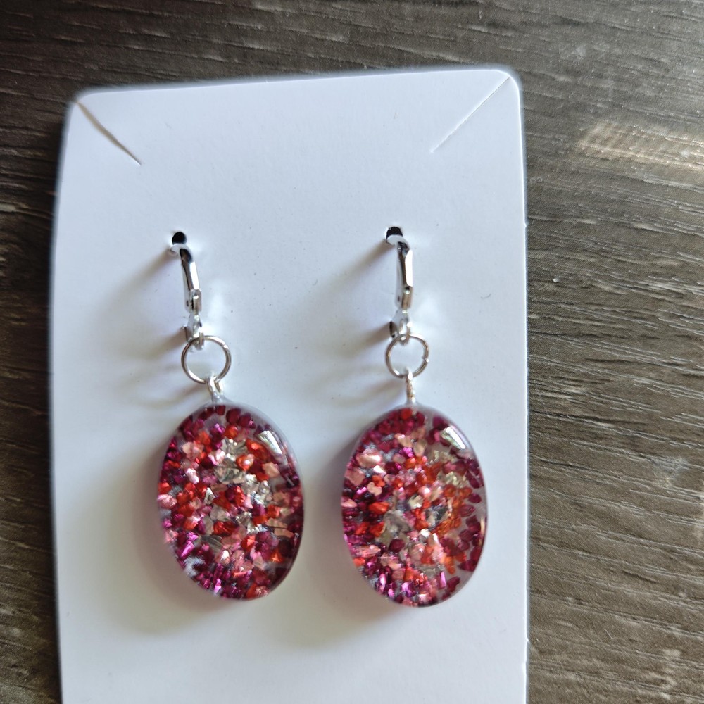 Sparkly Resin Earrings, Handmade Botanical Jewelry
